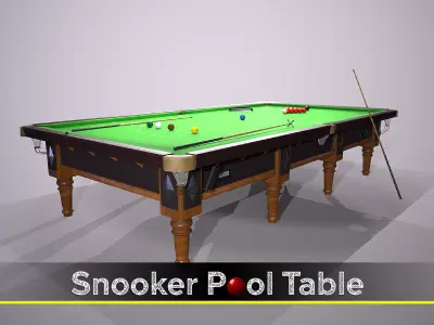 12ft Snooker Pool Table Low-poly 3D model