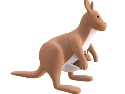 Kangaroo Toy Brown Stuffed 3D model
