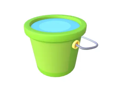 Cartoon Water Bucket Free low-poly 3D model