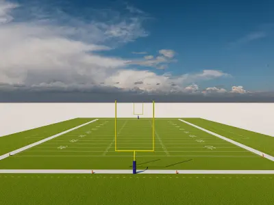 American Football Field-College version Low-poly 3D model