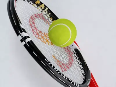 Tennis Racket and Ball 03 Low-poly 3D model