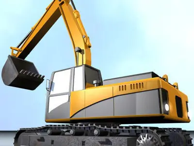 Excavator and concrete mixer 3D model