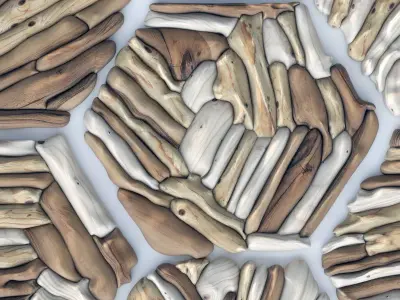 Hexagon panel branch splinter n2 3D model