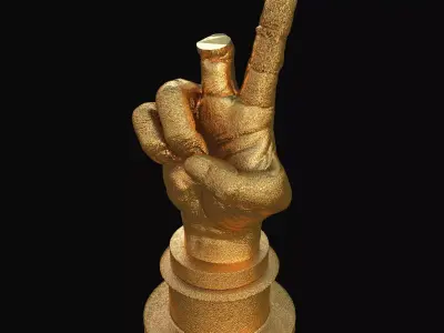 Golden Greek Hand Gesture Trophy 3D model