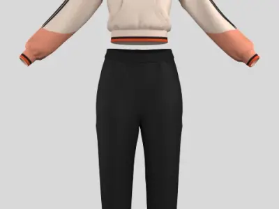 Cropped Women Hoodie and Pants 3D model