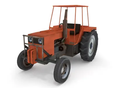 Old Farm Tractor Low-poly 3D model