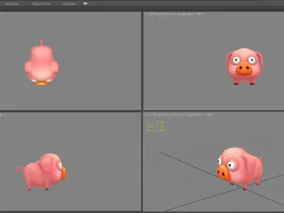 Cartoon piggy - fat pig Low-poly 3D model