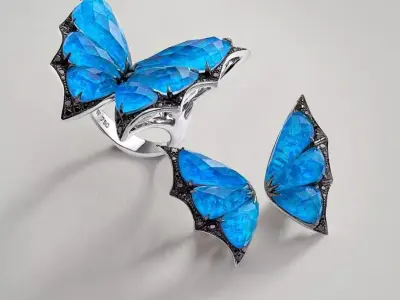 Headset butterflies ring and earrings  3D print model