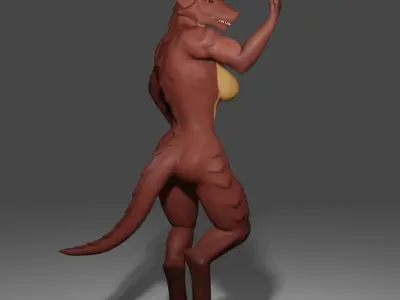 Anthro Dragon fully rigged 3D model