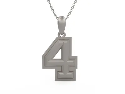 Model 1155 Number 4 Necklace Curved With Border 3D print model