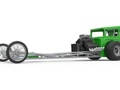 Front engine old school dragster with shell V7 Scale 1 to 25 3D print model