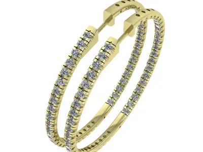 38mm U Pave Inside-Outside Diamond Hoop Earrings Huggies 3D print model