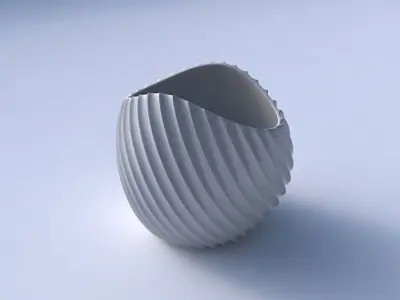 Bowl compressed 3 with extruded vertical lines 2 3D print model