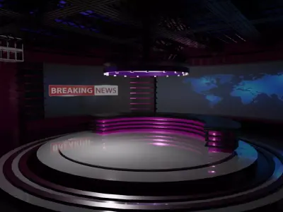 TV Studio News Low-poly 3D model