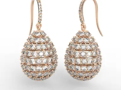 Diamond drop earrings 3D print model