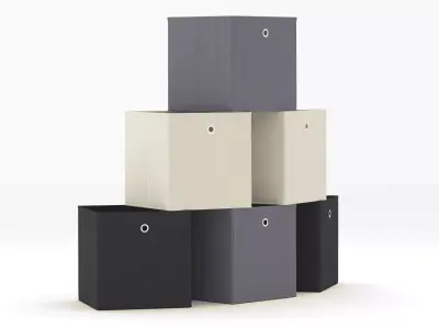 Fabric Storage Boxes Set Free low-poly 3D model