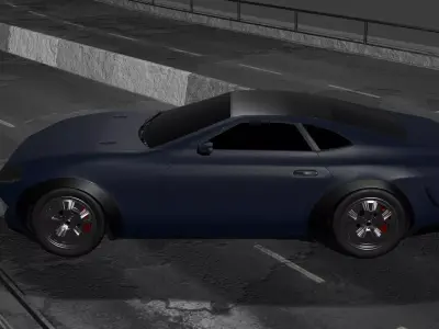 car with big highway  Low-poly 3D model