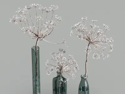 Indoor Plant Set 04-dry plants in glass vase 3D model