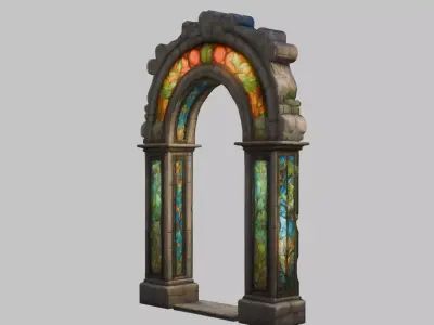 Botanical Stone Arch - Low Poly 3D Model Low-poly 3D model