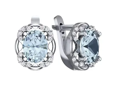 Earring with oval and diamonds  3D print model