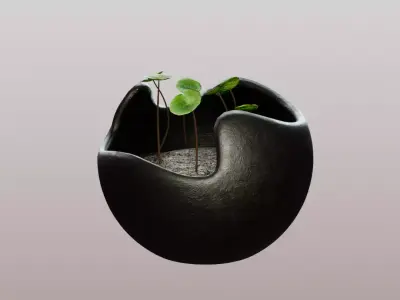 Green Plant Vase Low-poly 3D model