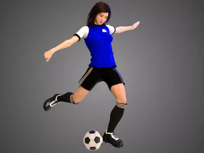Asian Football Soccer Player Female 3D model