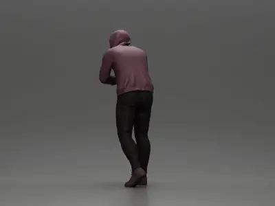 man in a hoodie leaning with his hands on the car 3D print model