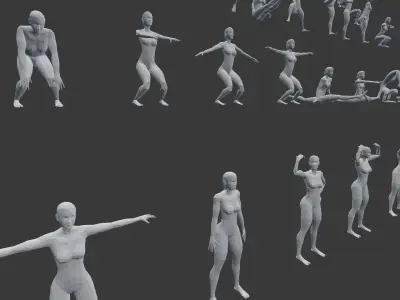 Low poly  3D model -ArchViz -Beach woman -50 Beach Sport Poses  Low-poly 3D model