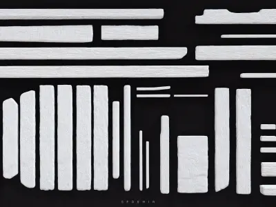 Wooden Kitbash 4 in 1 Collection 3D Model - SFDEMIR Low-poly 3D model