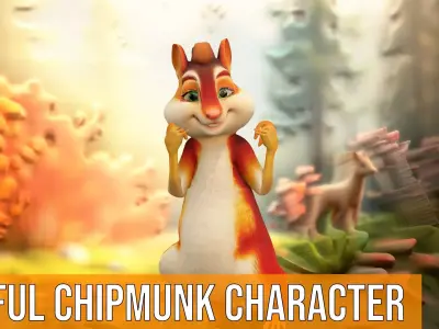 Cheerful Chipmunk Character model pack Low-poly 3D model