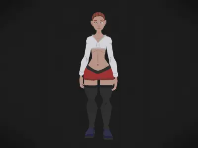 Colorly - School Girl - Game Ready - Rigged - Customizable Low-poly 3D model