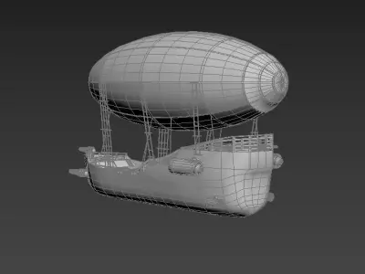AirShip hot air balloon Low-poly 3D model