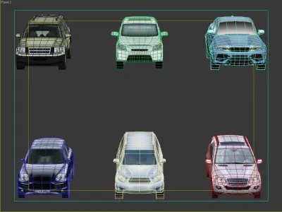 6 Low Poly hybrid SUVs Low-poly 3D model