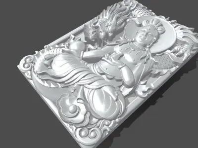 Guanyin and dragon 3D model