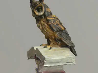 Owl statuette 3D scan LoRes and HiRes Low-poly 3D model
