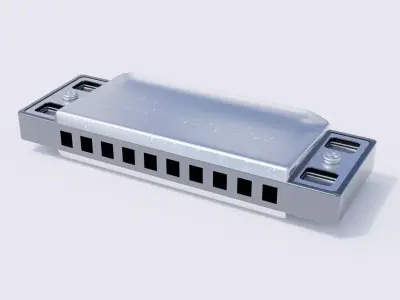 Harmonica Low-poly 3D model