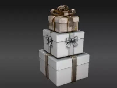 Gift Box Stack 3D Model Christmas Present Decor Low-poly 3D model