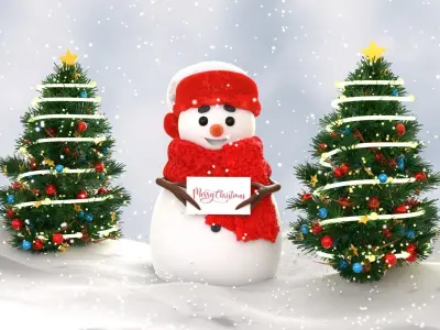 Animated Snowman Christmas 3D model