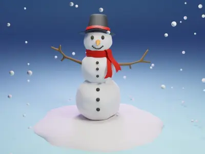 Snow Man Low-poly 3D model