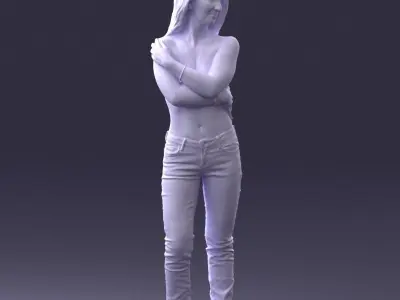 000357 Realistic Female 3D Scan Model in Jeans 3dp 3D print model