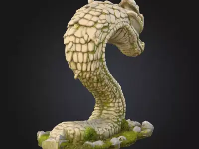 Ancient Serpent Guardian Statue Low-poly 3D model