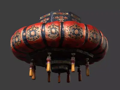Chinese palace lantern   Low-poly 3D model