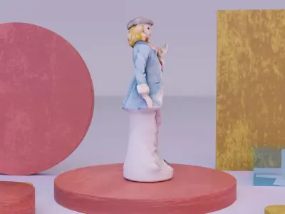 Gentleman statue Low-poly 3D model