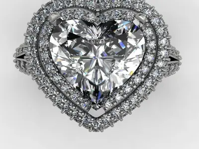 Luxury heart engagement ring 3D print model
