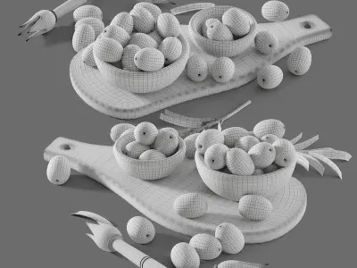 Decor Olives Olives cutting board branch Set 90 3D model