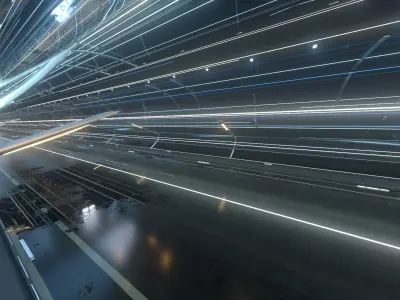 Light shuttle racing science fiction tunnel 3D model