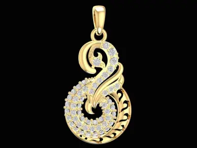 Elegant Spiral Diamond Pendant for Women 3D Model 2266 3D print model
