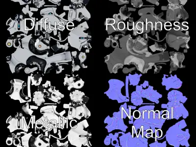 Futuristic Robotic Animal Model Pack for Game and Animation Low-poly 3D model