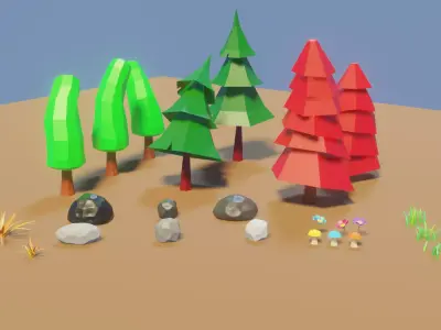Lowpoly nature pack Free low-poly 3D model