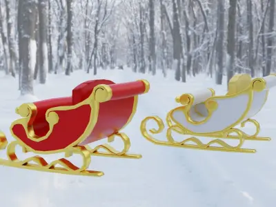 Santa Sleigh Low-poly 3D model